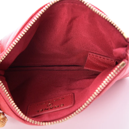 Chanel Caviar Chevron Quilted Small Ancient Greek Charms Cosmetic Case Red 6 of 8