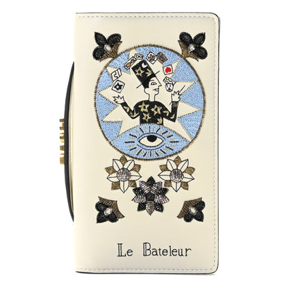 Christian Dior Lambskin Embroidered Le Bateleu Tarot Pouch Clutch Latte 1 of 7