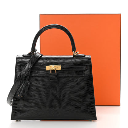 Hermes Lizard Niloticus Kelly Sellier 25 Black 14 of 14
