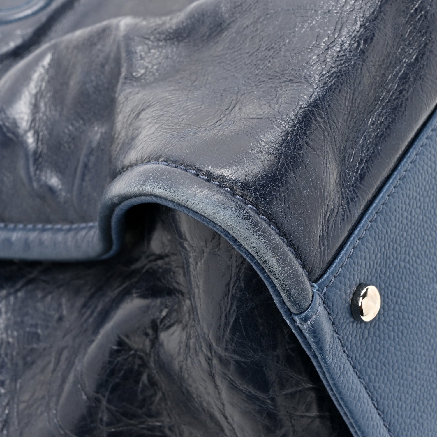 Chanel Glazed Calfskin Large Deauville Tote Blue 11 of 14