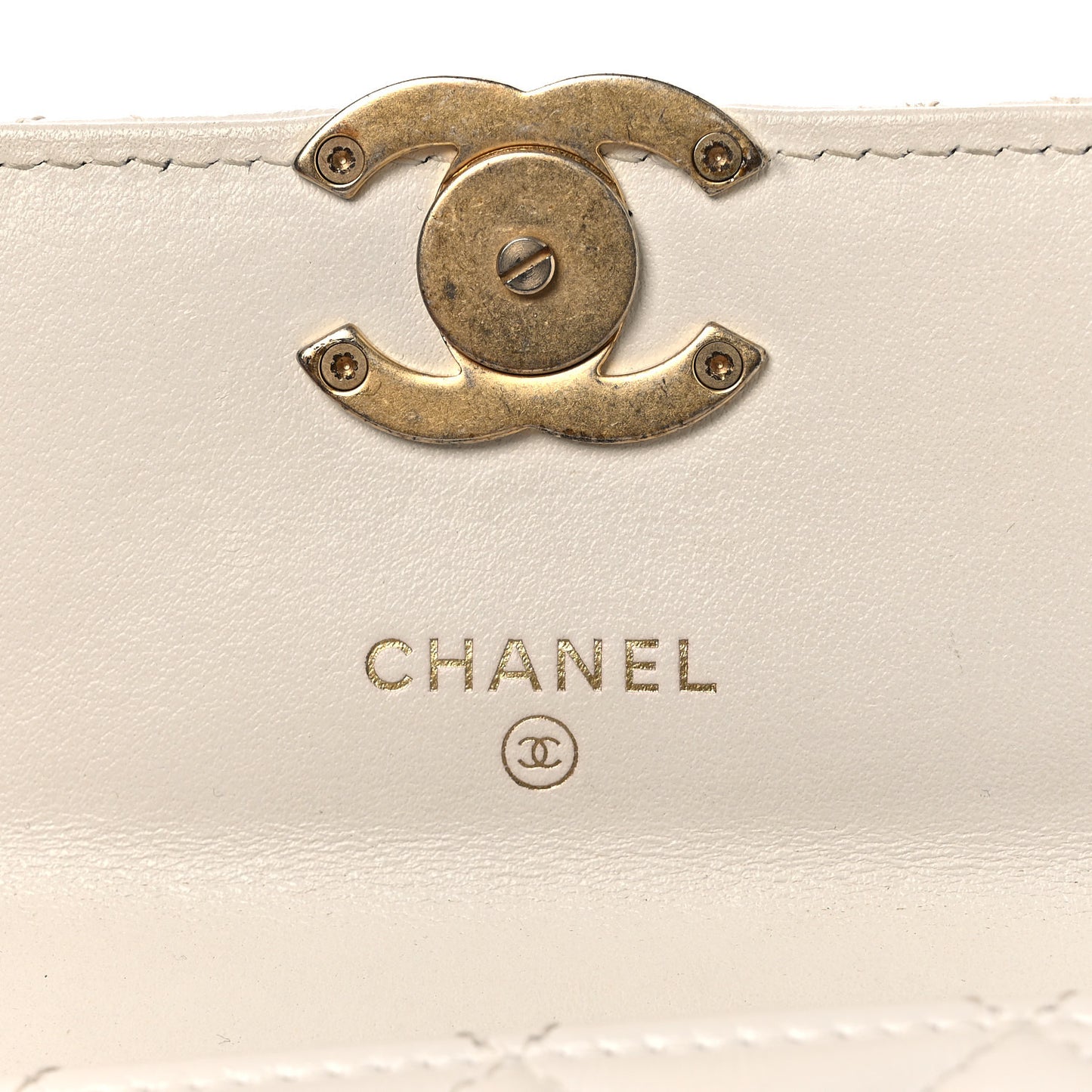 Calfskin Quilted Perfect Fit Coin Purse With Chain White