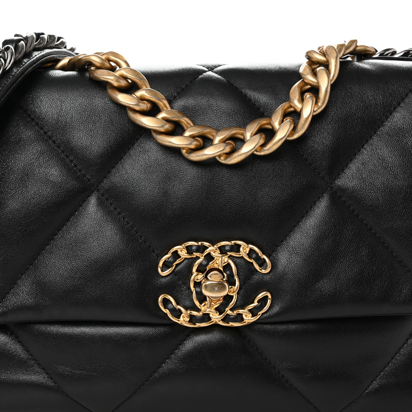 Lambskin Quilted Medium Chanel 19 Flap Black
