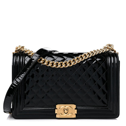 Chanel Patent Calfskin Quilted New Medium Boy Flap Black 1 of 15