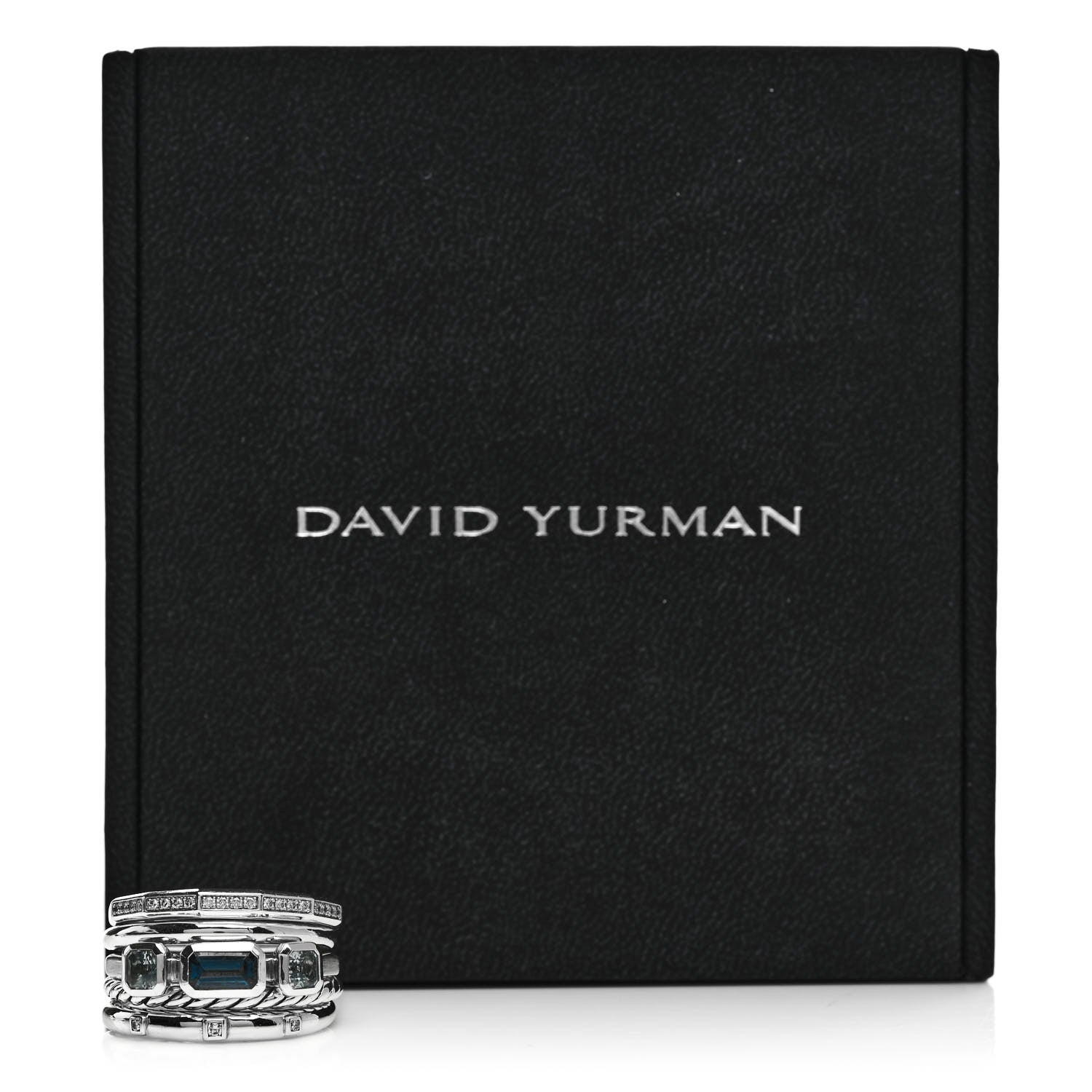 David Yurman Sterling Silver Diamond Hampton Blue Topaz 15mm Stax Five-Row Ring 62 10 5 of 5