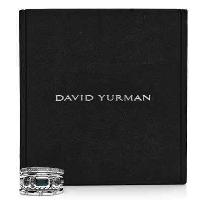 David Yurman Sterling Silver Diamond Hampton Blue Topaz 15mm Stax Five-Row Ring 62 10 5 of 5