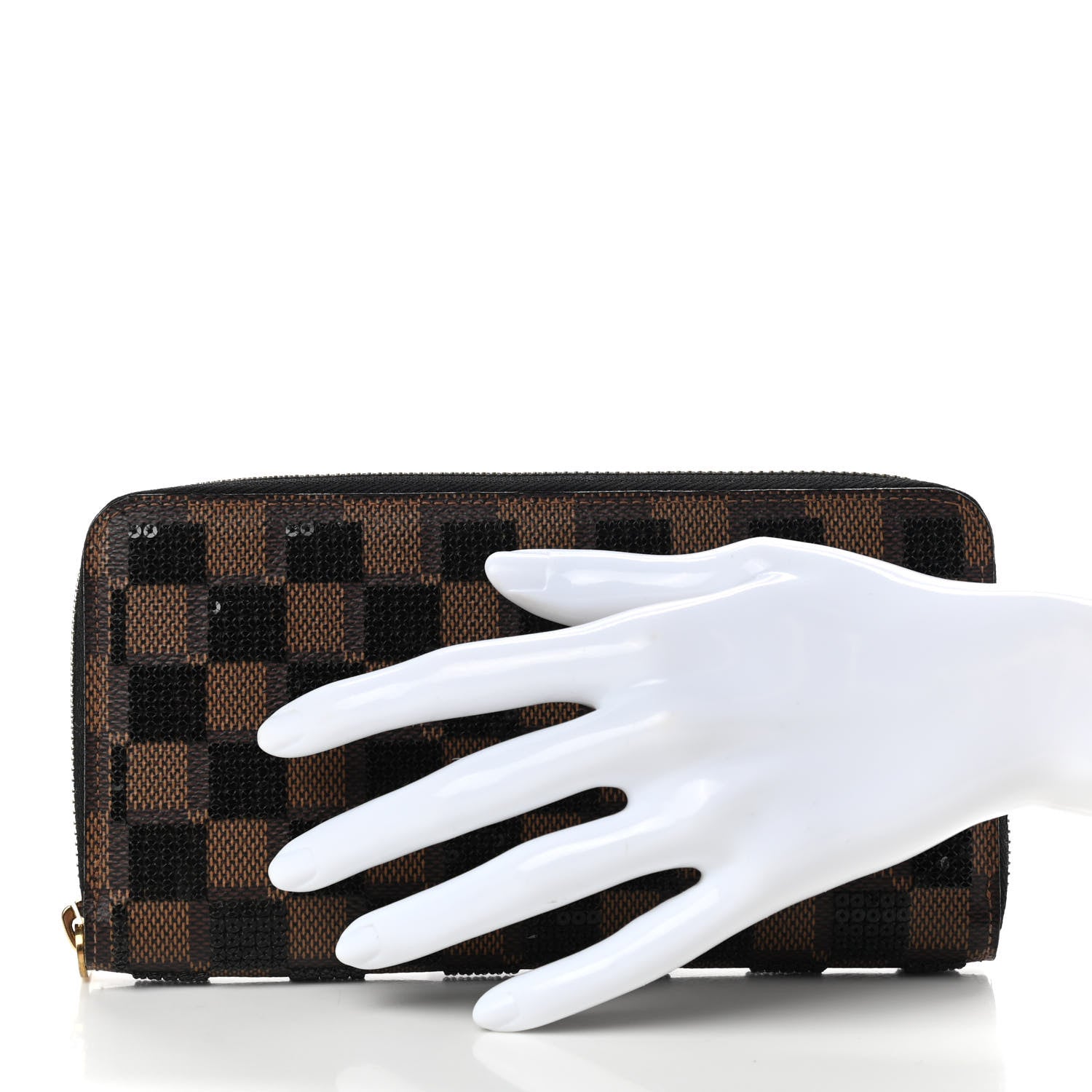Louis Vuitton Damier Paillettes Zippy Wallet Black 2 of 9