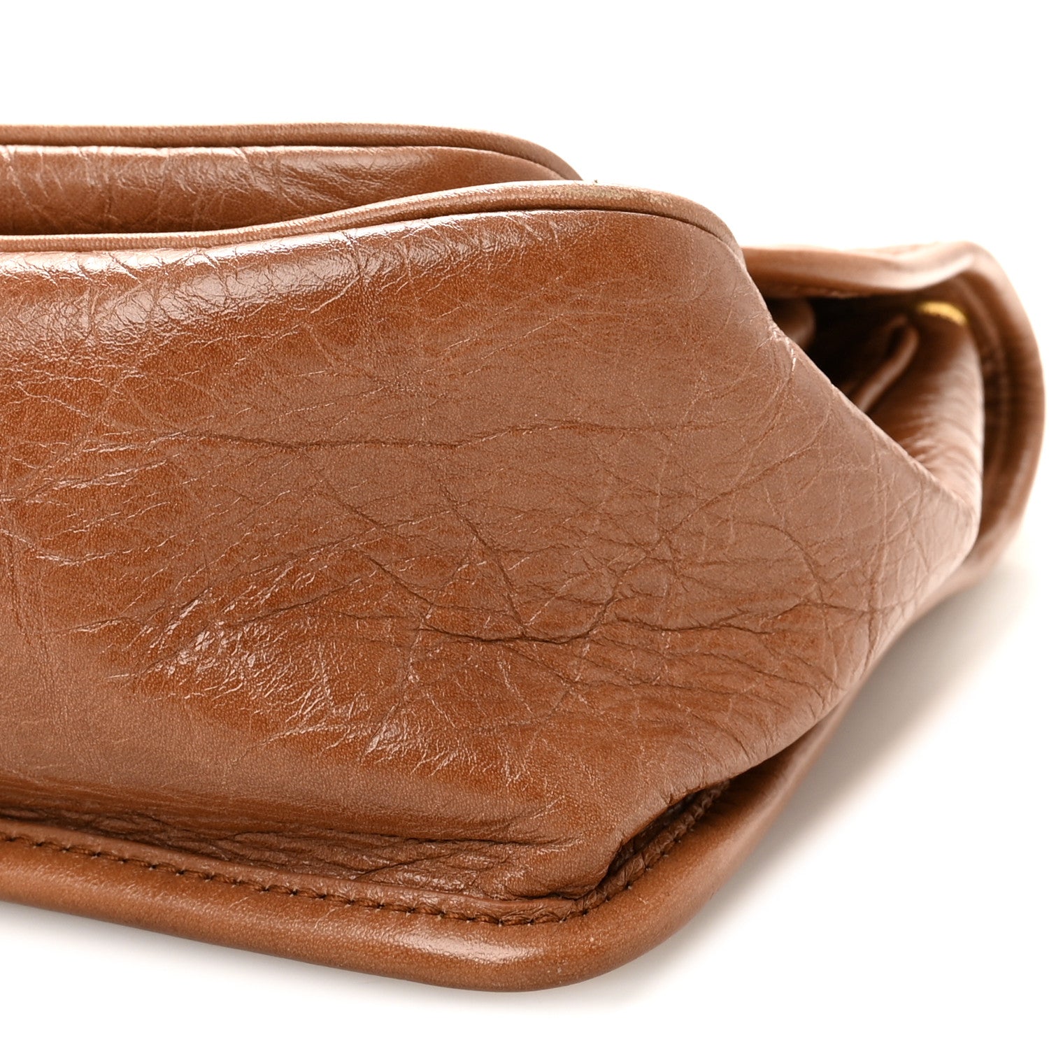 Saint Laurent Crinkled Calfskin Matelasse Monogram Medium Niki Chain Satchel Caramel 9 of 10