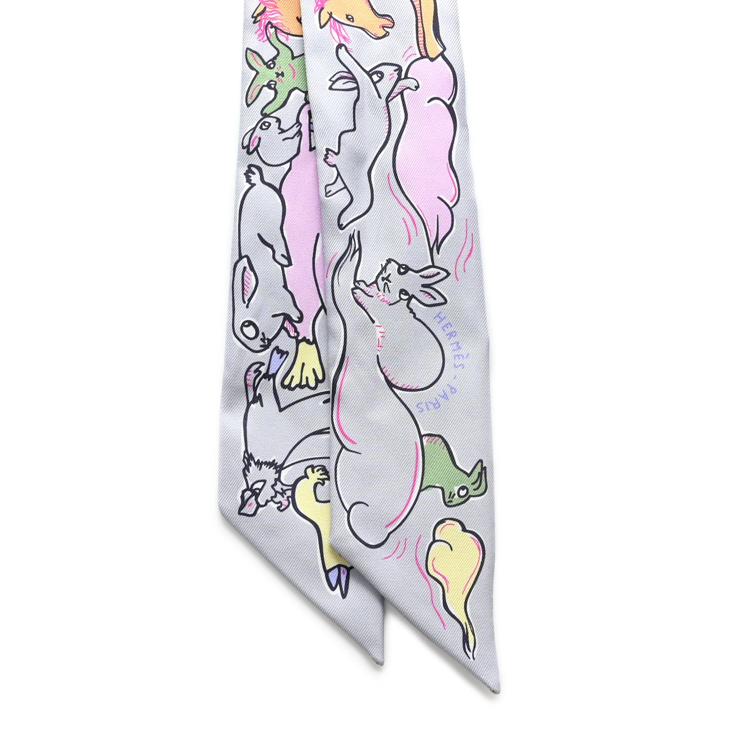 Silk Mille Et Un Lapins Twilly Gris Perle Rose Jaune