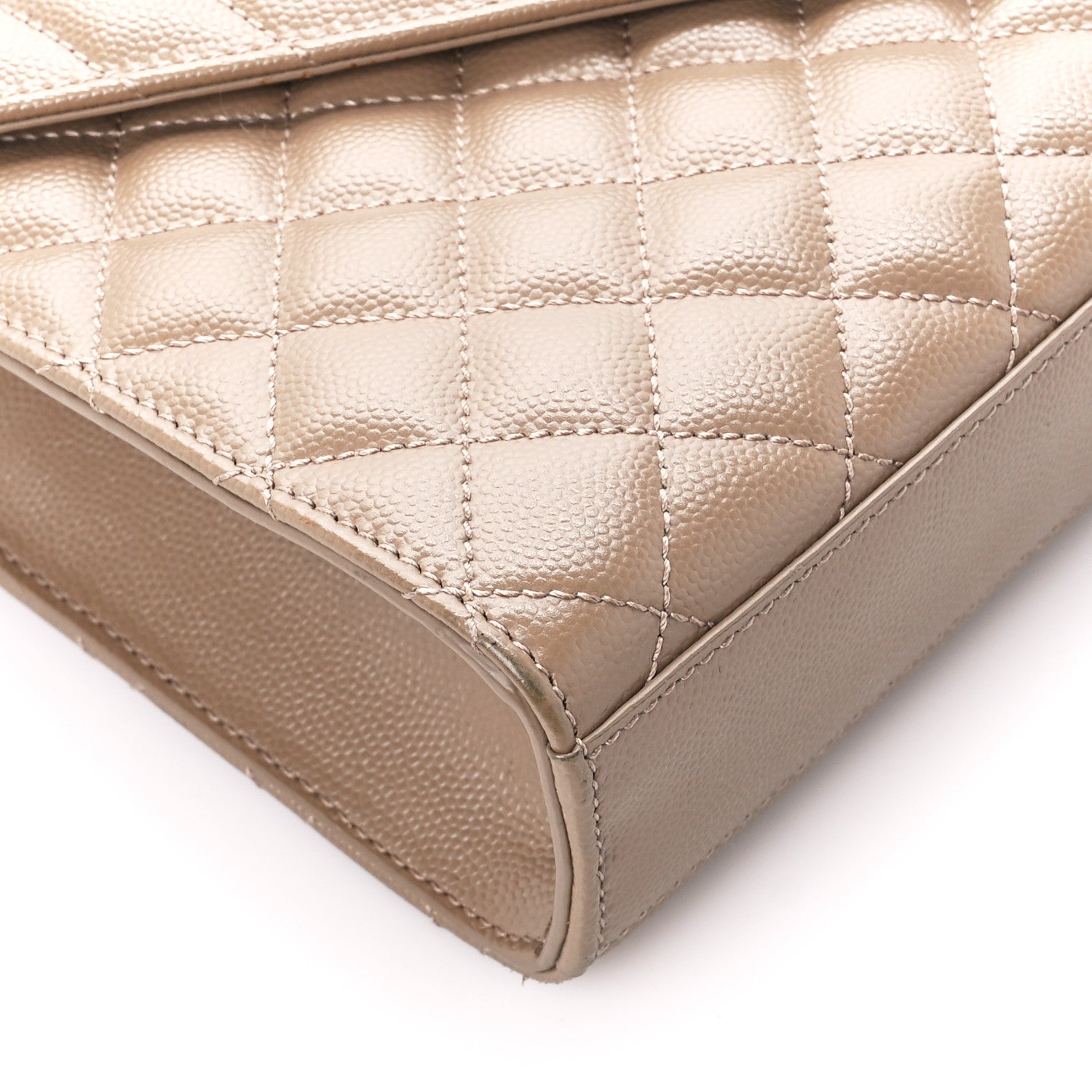 Saint Laurent Grain De Poudre Textured Mixed Matelasse Medium Triquilt Monogram Satchel Dark Beige 11 of 12