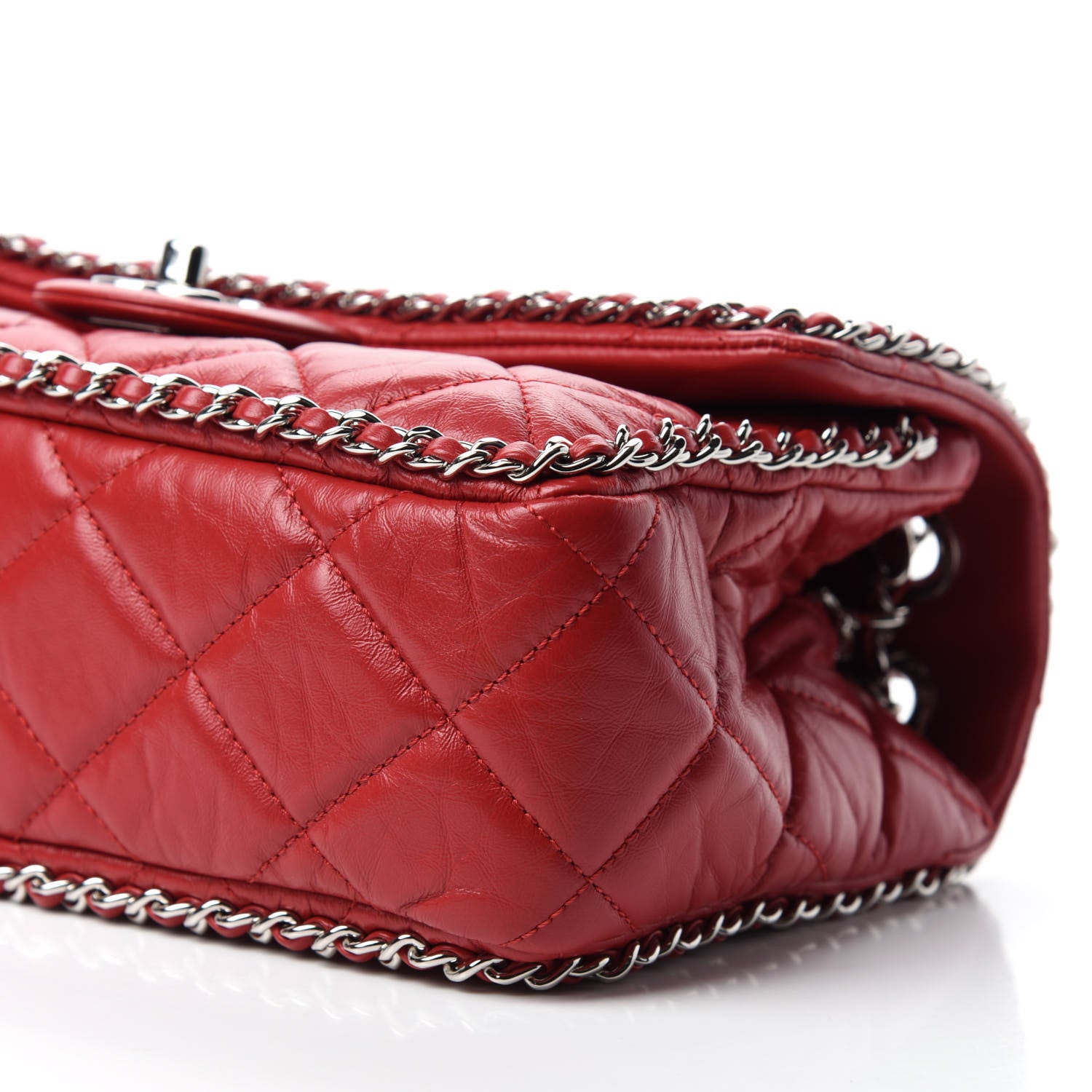 Chanel Crumpled Calfskin Medium Chain All Over Flap Red 8 of 12