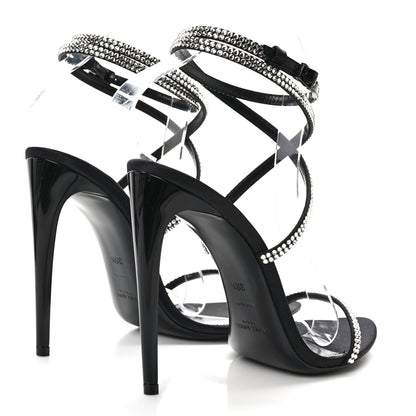 Saint Laurent Satin Crystal Ava 105 Sandals 38.5 Black 4 of 8