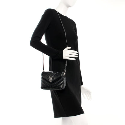 Saint Laurent Calfskin Y Quilted Monogram Toy Loulou Crossbody Bag Black 2 of 8