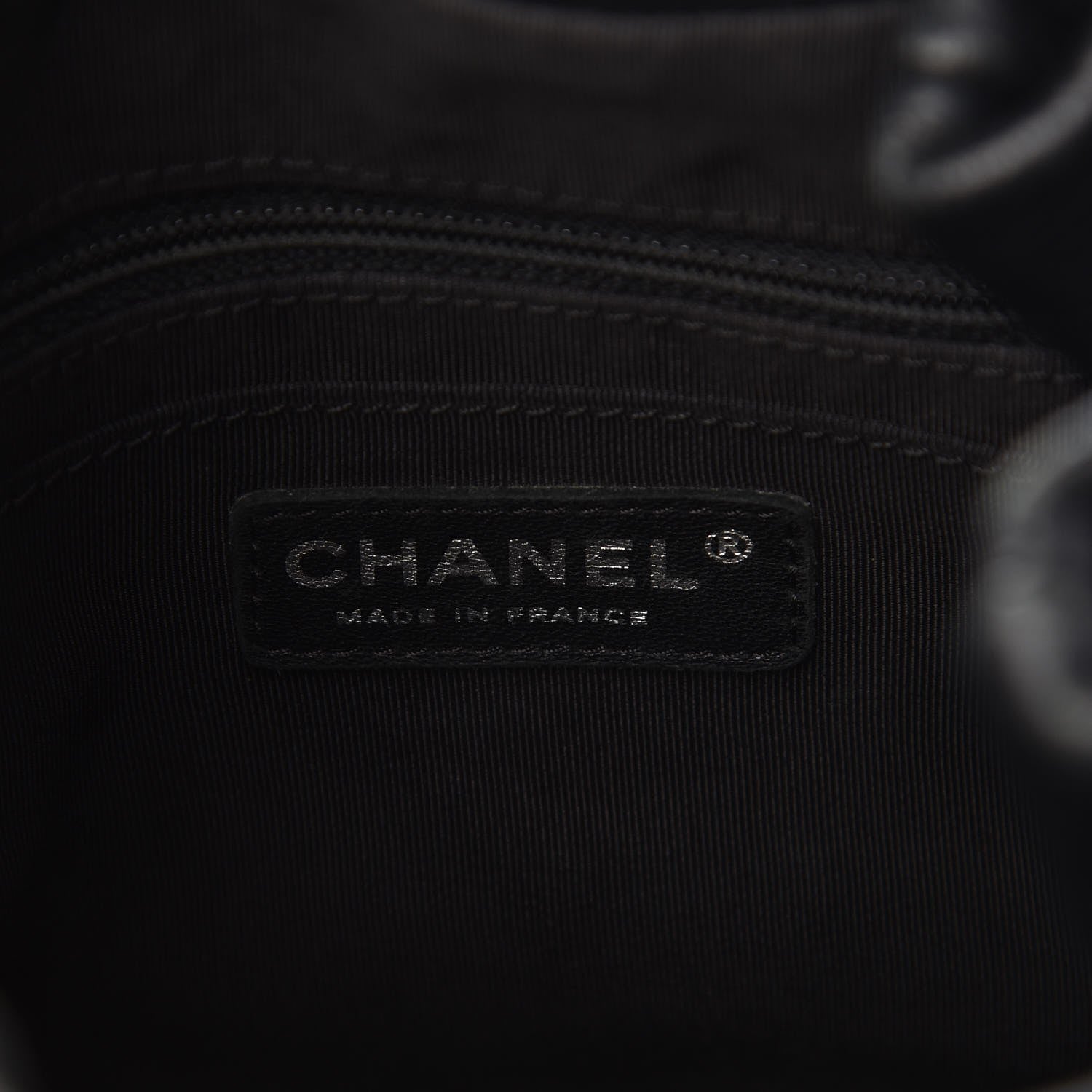 Chanel Deerskin Chevron Small CC Chain Bucket Drawstring Bag Black 6 of 8