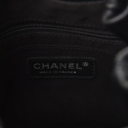 Chanel Deerskin Chevron Small CC Chain Bucket Drawstring Bag Black 6 of 8