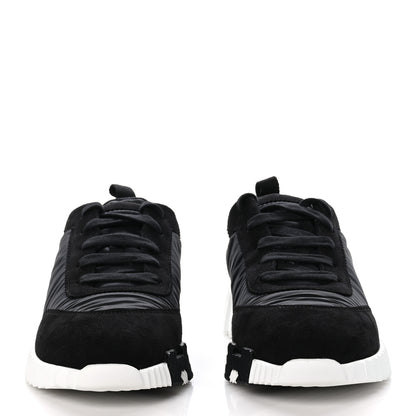 Hermes Air Mesh Suede Goatskin Bouncing Sneakers 38 Black Orange 2 of 8