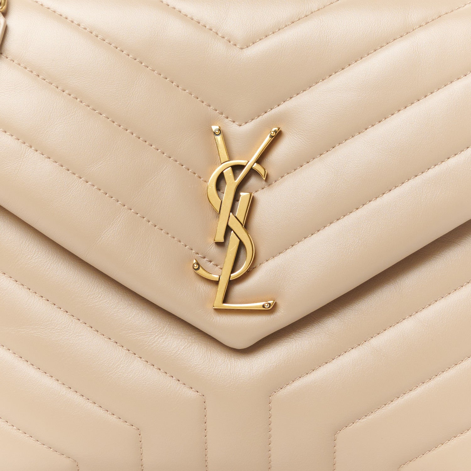 Saint Laurent Calfskin Y Quilted Monogram Medium Loulou Chain Satchel Dark Beige 9 of 12