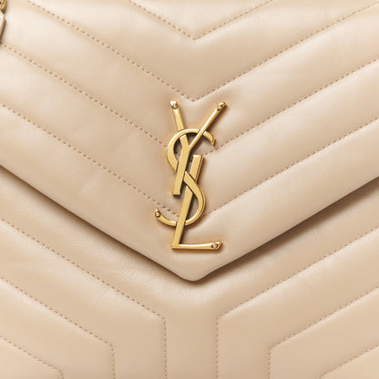 Saint Laurent Calfskin Y Quilted Monogram Medium Loulou Chain Satchel Dark Beige 9 of 12