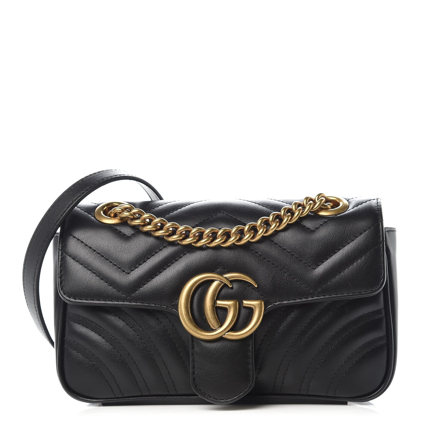 Calfskin Matelasse Mini GG Marmont Shoulder Bag Black