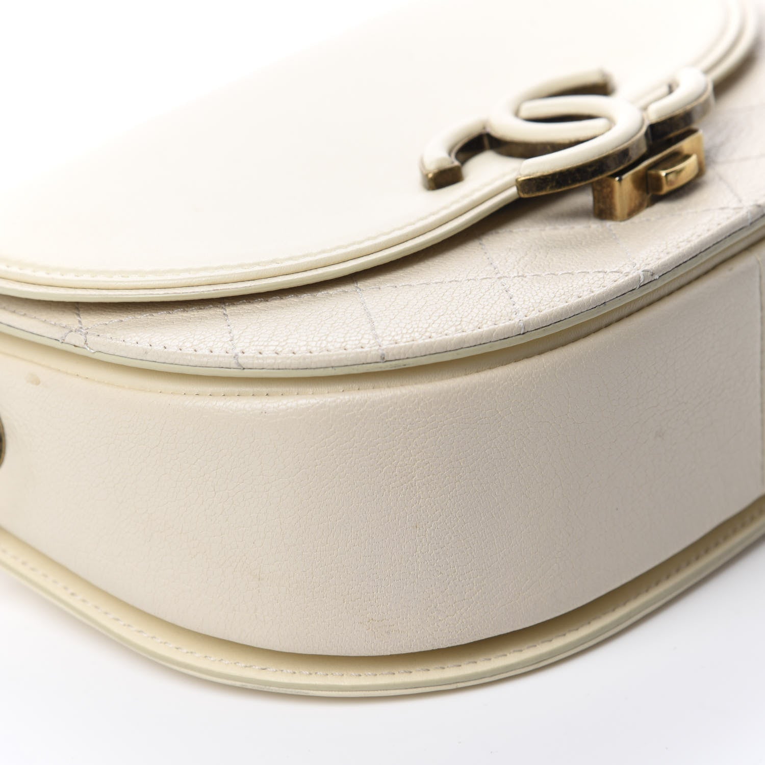 Chanel Shiny Calfskin Goatskin Quilted Small Coco Curve Messenger Flap White 6 of 12