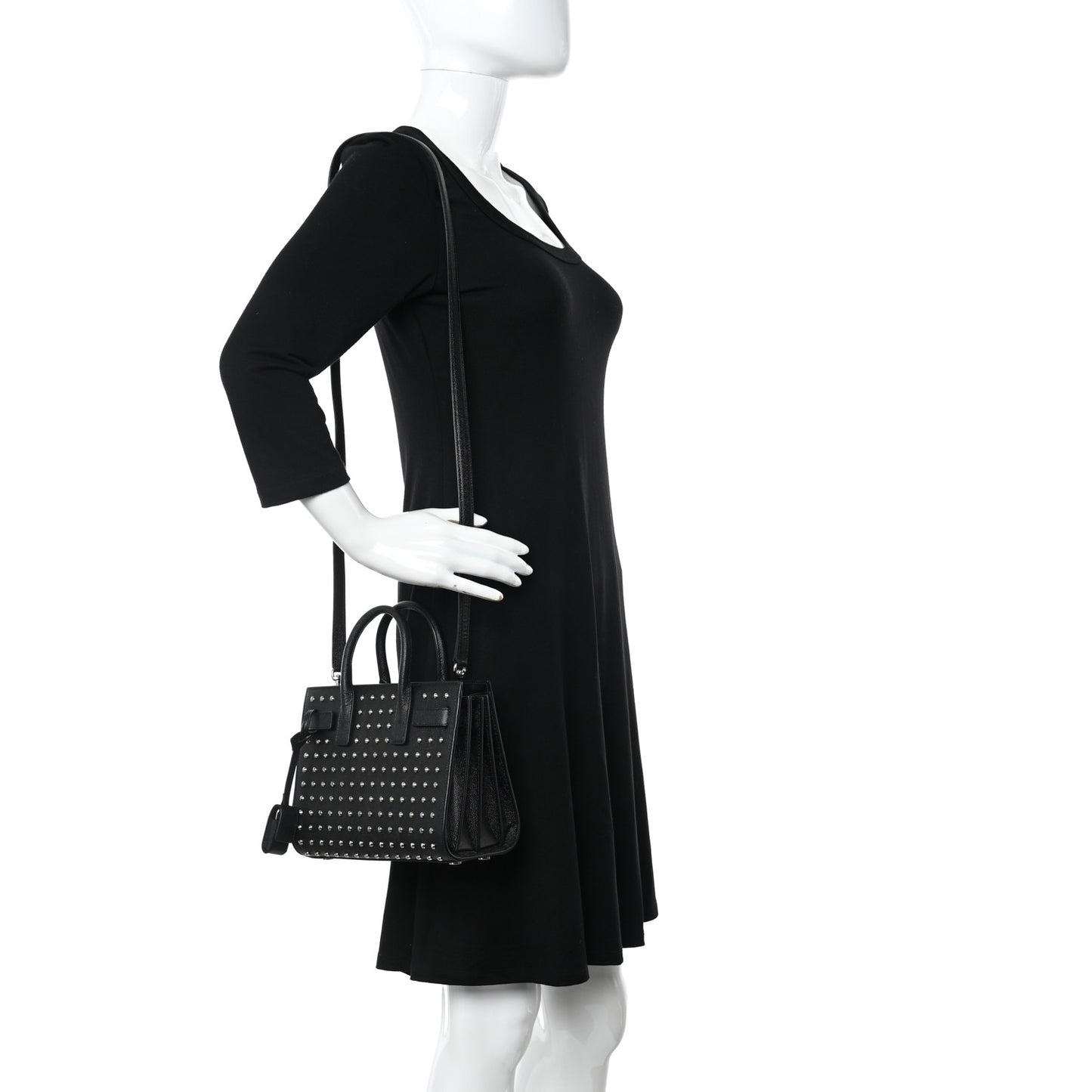 Calfskin Studded Nano Sac De Jour Black