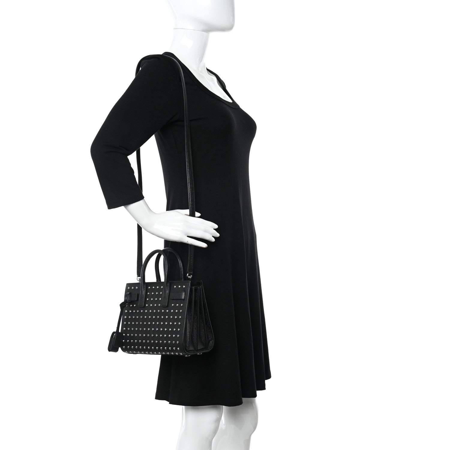 Saint Laurent Calfskin Studded Nano Sac De Jour Black 2 of 9