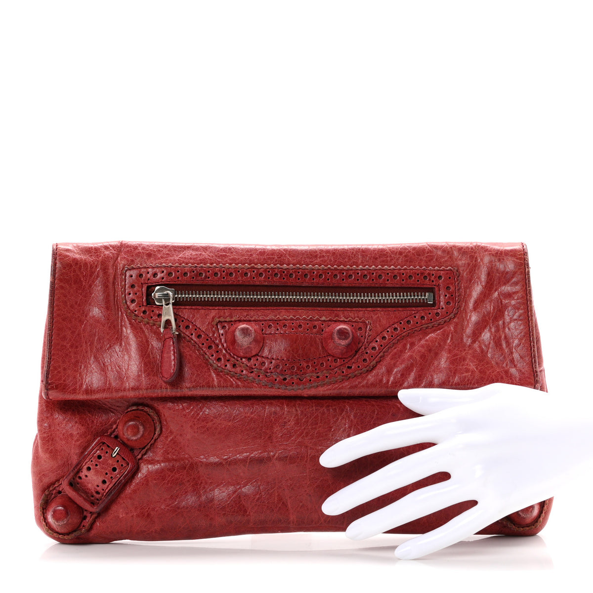 Balenciaga Agneau Giant Brogues Hardware Envelope Clutch Pourpre 2 of 8