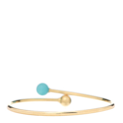 Tiffany 18K Yellow Gold Amazonite 8mm HardWear Ball Bypass Bracelet 3 of 5