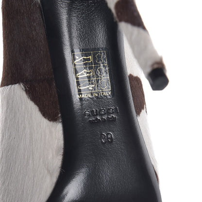 Gucci Pony Hair Horsebit Cowhide Print Pumps 39 Cocoa 6 of 10