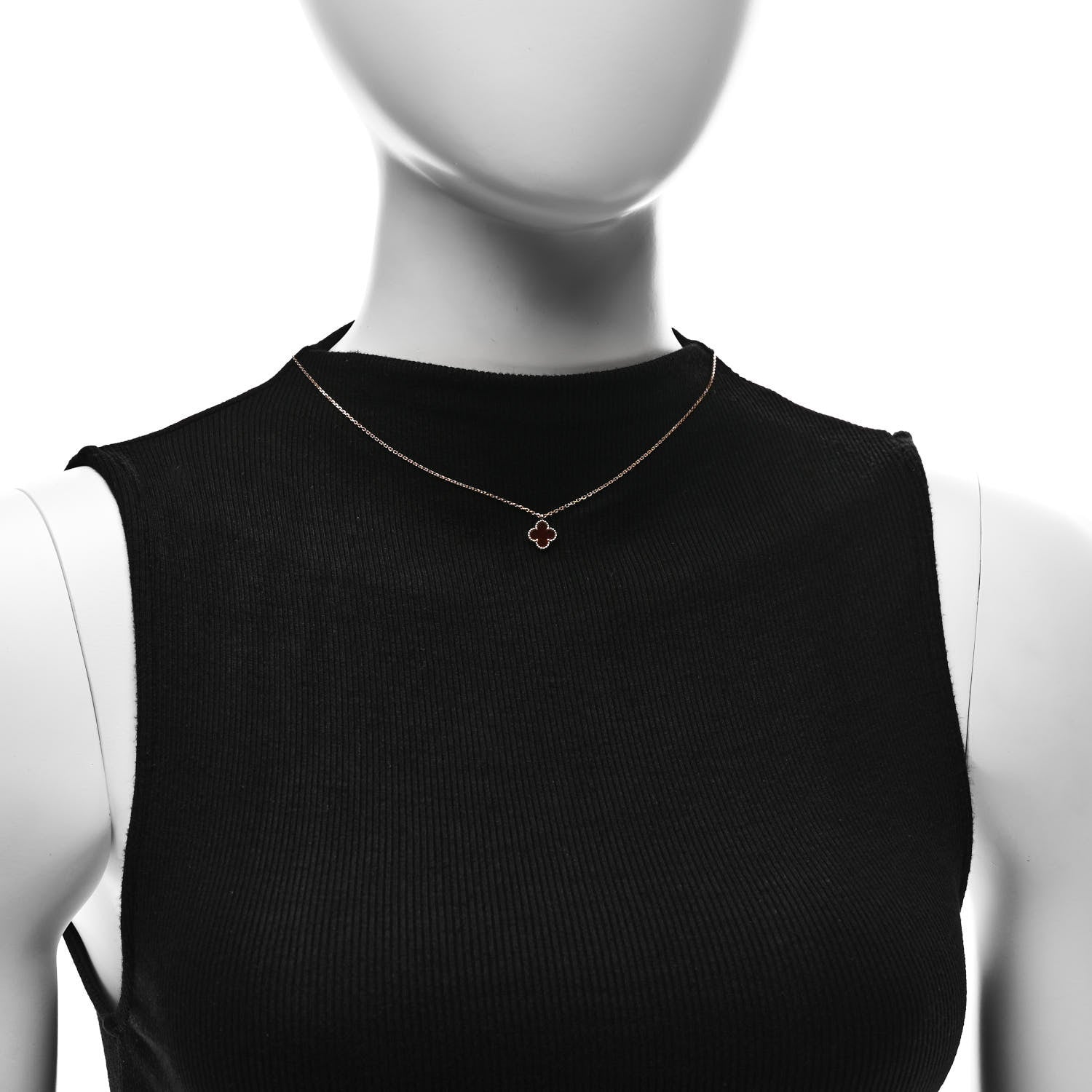 Van Cleef & Arpels 18K Rose Gold Carnelian Sweet Alhambra Pendant Necklace 2 of 6