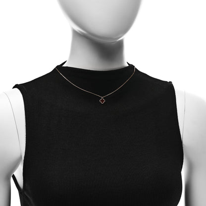 Van Cleef & Arpels 18K Rose Gold Carnelian Sweet Alhambra Pendant Necklace 2 of 6