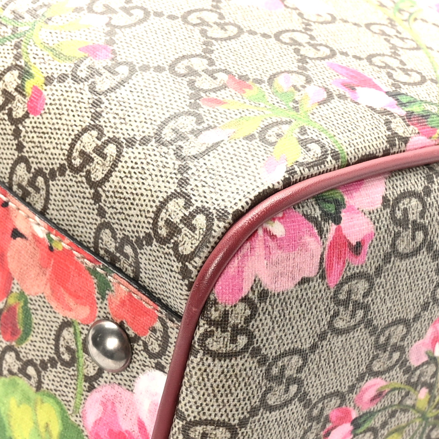 Gucci GG Supreme Monogram Blooms Medium Boston Beige Multicolor Dry Rose 11 of 11