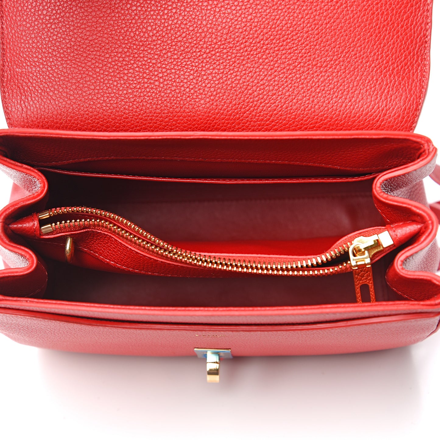 Grained Calfskin Small 16 Top Handle Bag Red