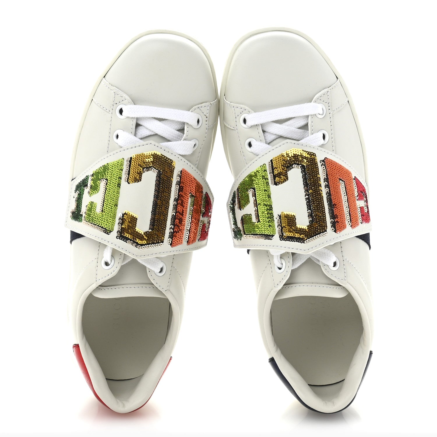 Gucci Calfskin Sequins Web Game Logo Womens Ace Sneakers 36 White 2 of 9