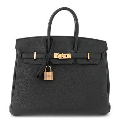 Hermes Taurillon Clemence Birkin 25 Etain Black 1 of 13