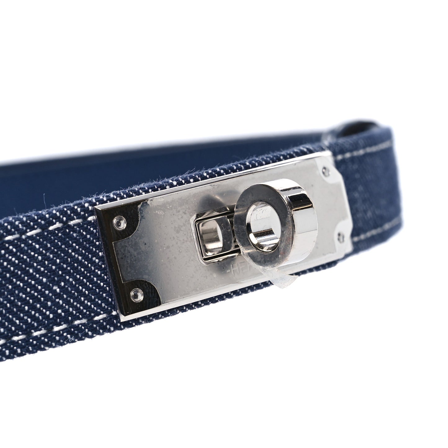 Denim Epsom Kelly Belt 18 Bleu Indigo White Bleu Navy