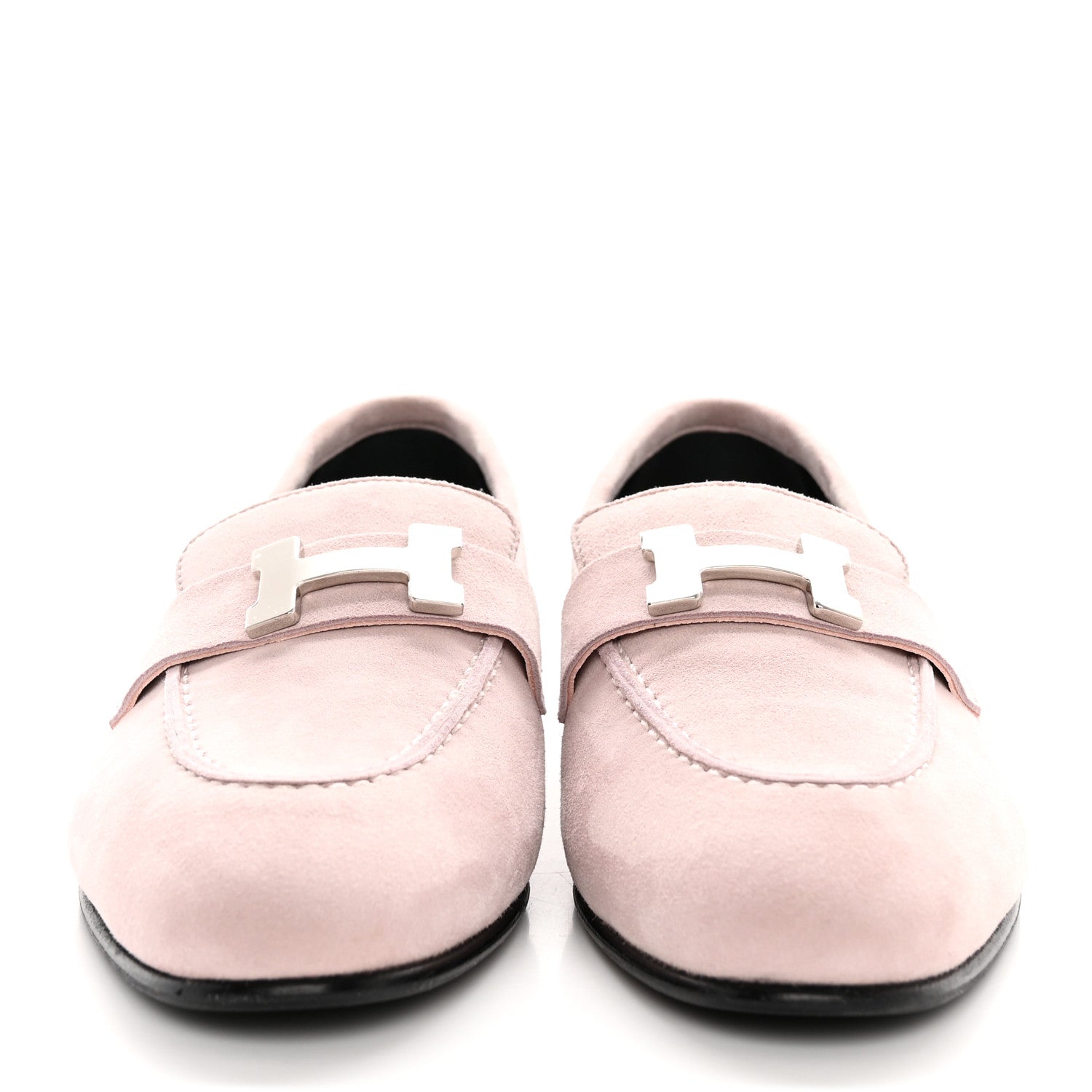 Hermes Suede Goatskin Paris Loafers 35.5 Rose Porcelaine 2 of 9