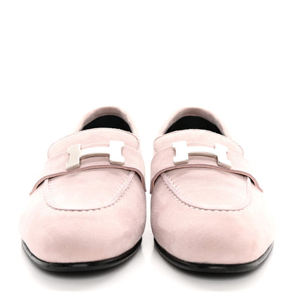 Hermes Suede Goatskin Paris Loafers 35.5 Rose Porcelaine 2 of 9