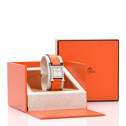 Hermes Stainless Steel Swift 21mm Heure H Hour Quartz Watch Orange 5 of 5