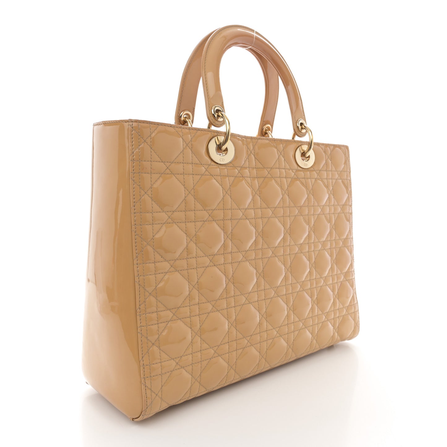 Patent Cannage Large Lady Dior Beige