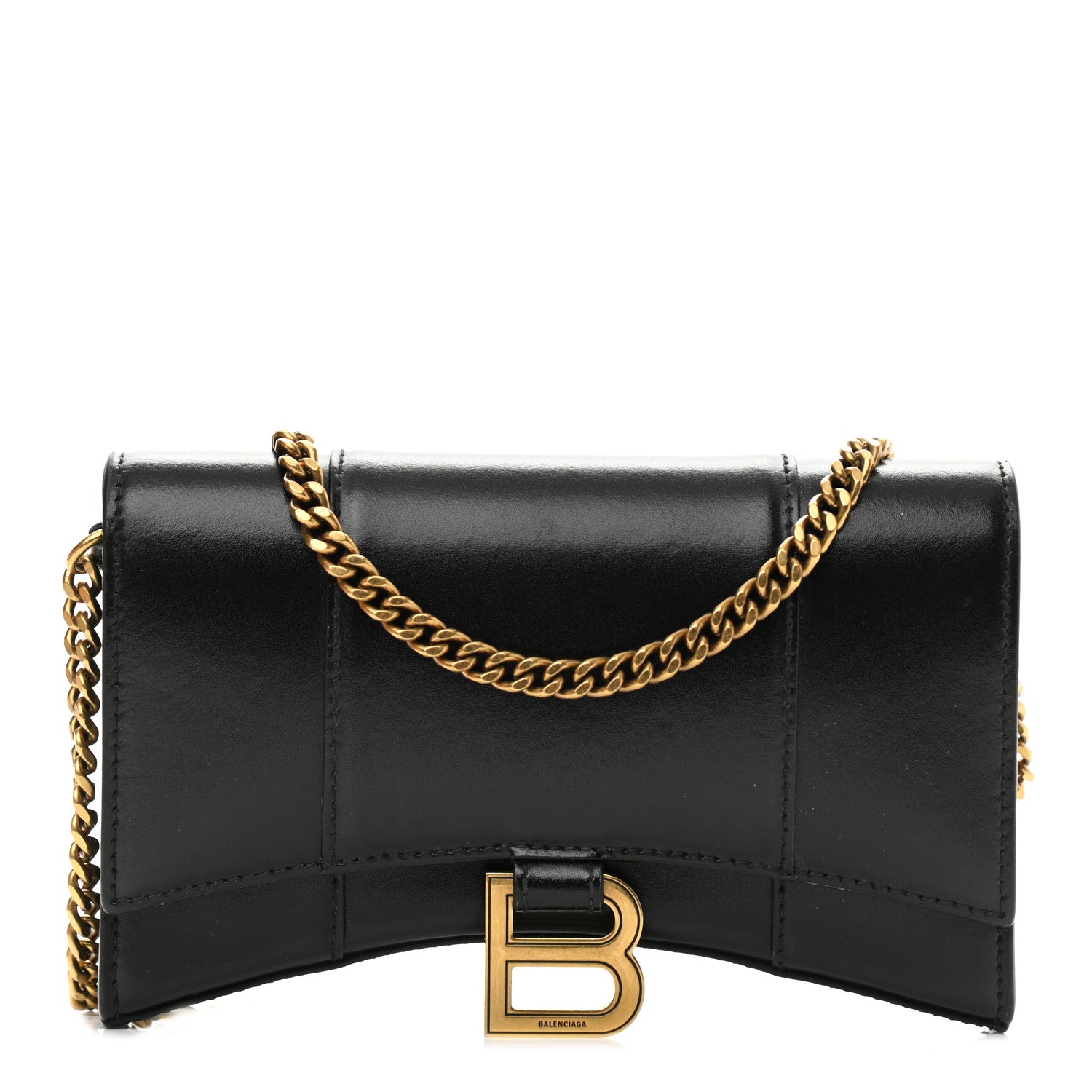 Balenciaga Shiny Box Calfskin Hourglass Chain Bag Black 1 of 9