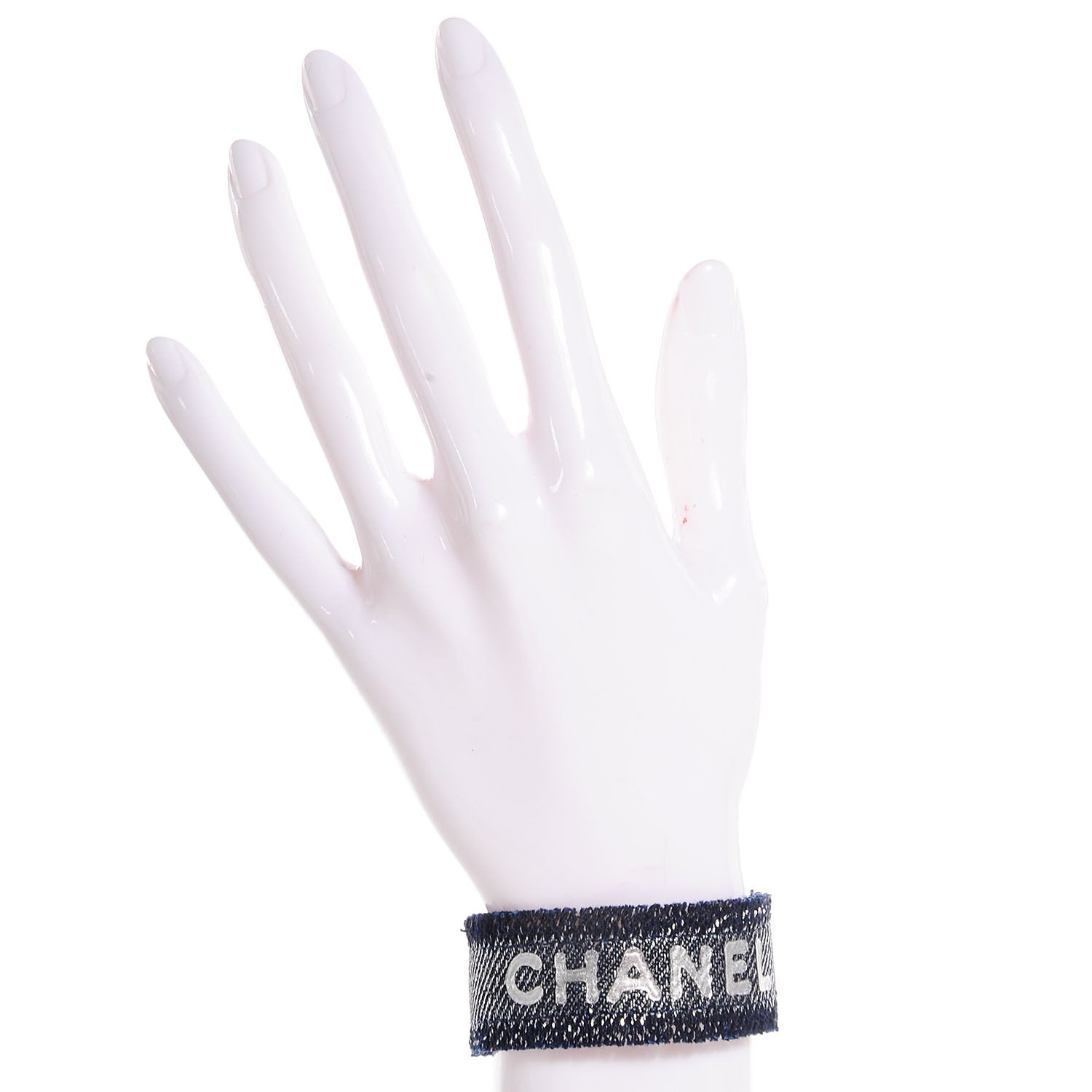 Chanel Denim Fringe Cuff Blue White 2 of 4