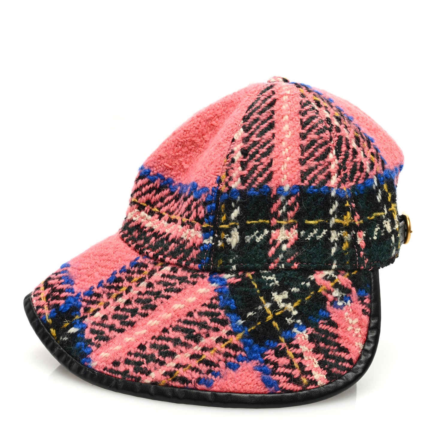 Wool Tweed Wide Brim Hat Blue Pink Black