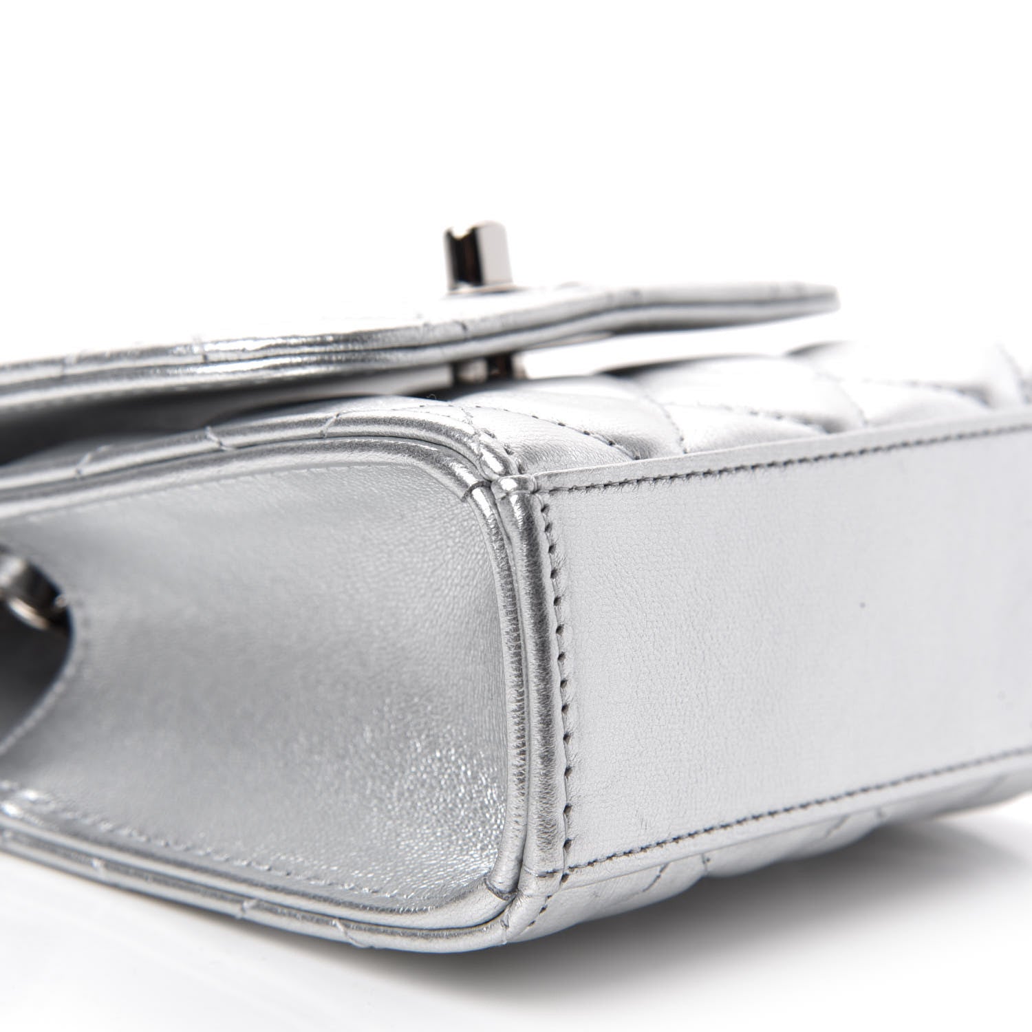 Chanel Metallic Lambskin Quilted Mini Trendy CC Clutch With Chain Silver 6 of 12