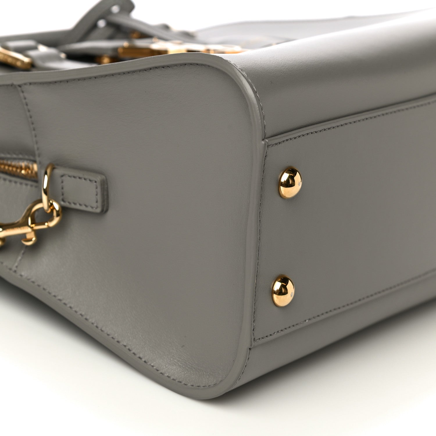 Saint Laurent Calfskin Monogram Baby Cabas Oyster Grey 8 of 10