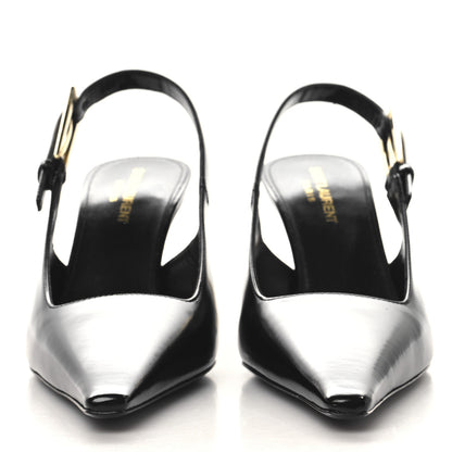 Saint Laurent Vitello Marilyn Lee 75 Slingback Pumps 39 Black 3 of 10