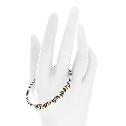 David Yurman Sterling Silver 14K Yellow Gold DY Whispers I Love You Bracelet 2 of 6