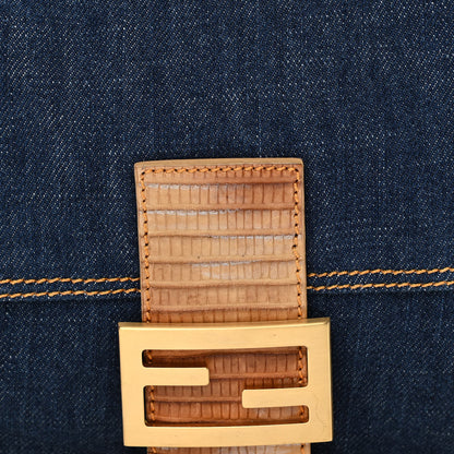 Fendi Denim Lizard Mama Baguette Blue 8 of 11