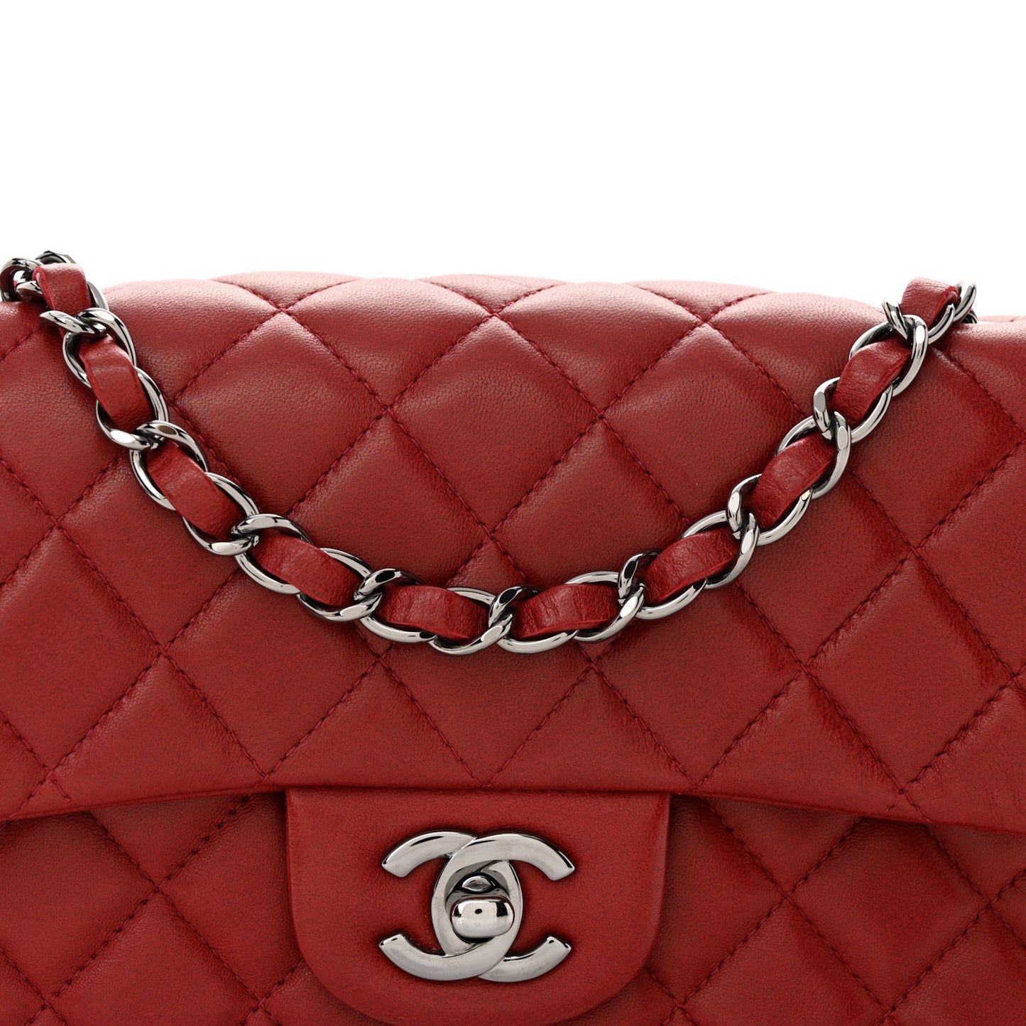 Lambskin Quilted Mini Rectangular Flap Burgundy