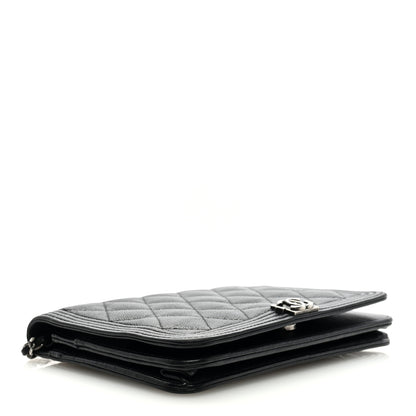 Chanel Caviar Quilted Boy Wallet On Chain WOC Black 4 of 9