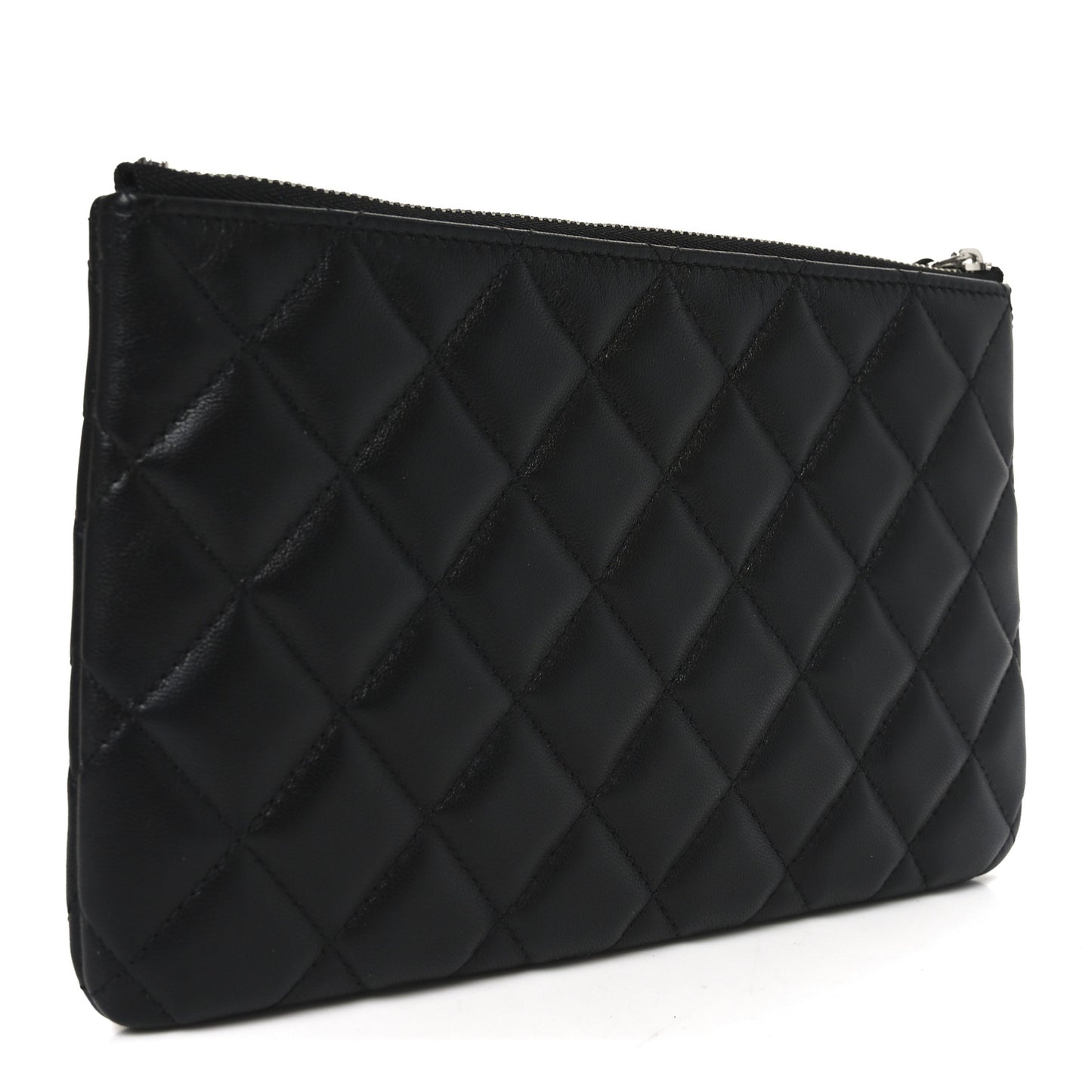 Lambskin Quilted Crystal Star Cosmetic Case Black